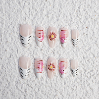 Boîte d'Emballage Rétro pour Ongles Artificiels, Design Tendance, Faux Ongles Longs Stiletto à Couverture Complète, Faits Main, à Presser