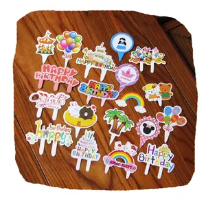 Baking decoration series cake Happy birthday card colorful card flag cake topper 50 / pack large