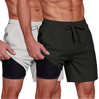 Shorts de sport décontractés pour hommes, taille élastique, mi-longueur, respirants, en polyester/coton, couleur unie, pour la course à pied et le fitness