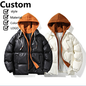 เสื้อแจ็คเก็ตผู้ชายแบบเป็นทางการสำหรับฤดูหนาว ผ้าฝ้ายพัฟฟ์ทันสมัยแบบสองชิ้น มีฮู้ดและคอตั้ง - Product Image 1