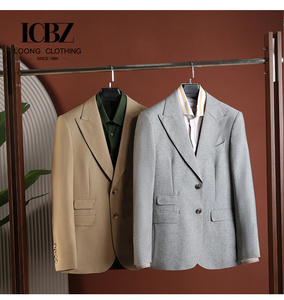 Blazer en Laine Texturée Personnalisé pour Hommes, Revers Large à Encoche, Surpiqûre Décorative, Deux Boutons, Manteau Sportif, Fabricant Grossiste en Gros (ODM) - Product Image 1