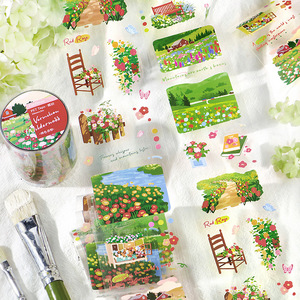 1 Rotolo di Nastro Decorativo con Motivi Floreali della Serie 'Solo i Fiori Conoscono il Paesaggio' per Journaling - Product Image 3