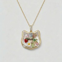 Collier pendentif en résine en forme de renard, best-seller transfrontalier, avec chaîne en bambou électroplaquée cuivre, design ouvert, mignon et original