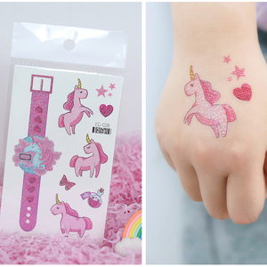 Autoadesivo del tatuaggio temporaneo dell'<span class=keywords><strong>unicorno</strong></span> di scintillio per il tatuaggio impermeabile della stella della luna del tatuaggio della ragazza dei bambini - Product Image 3