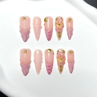 Faux ongles à presser uniques faits main en ABS, forme cercueil, couvrance totale, 10 pièces, style français, style européen, courts, pour orteils