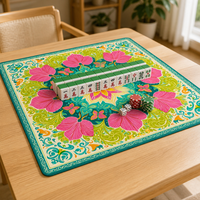 Tapis de Mahjong Bohème Mandala, Motif Floral Papillon, Antidérapant, Réducteur de Bruit, en Néoprène Durable, Imperméable et Portable pour le Marché Américain