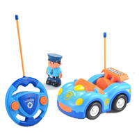 Coche de Policía de Control Remoto de 2 Canales, Juguete de Coche de Control Remoto con Luces Musicales y Volante para Niños Pequeños