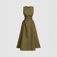 Robe longue trapèze sans manches en polyester lavé imprimé pour femme, taille élastique, style bohème décontracté, tenue d'été pour les vacances