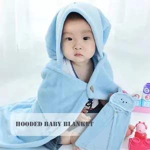 Baby hoodie blanket new cartoon design 100% polyester soft flannel fleece baby hooded bath towel poncho