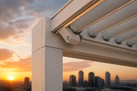 Pergola motorisée à lames orientables avec capteur de pluie, LED, étanche, écologique, personnalisable, en aluminium thermolaqué, pour jardin et terrasse, OEM