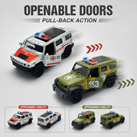 Vente en gros de voitures miniatures en métal à l'échelle 1:36, tout-terrain, d'urgence, de sauvetage, de police, à ouverture de portes, pour enfants