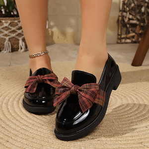 Mocasines Casuales de <span class=keywords><strong>Mujer</strong></span> con Lazo, de PU, Punta Cerrada, para Verano, Primavera y Otoño, con Cierre Deslizante, Venta Directa de Fábrica - Product Image 1