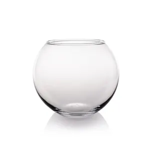 New Arrival Giant Bowl Stackable Clear Rounded Cube Medium Cracked Silver Flat Glass Round Vase