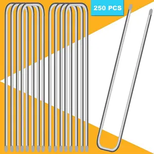 250PCS Garden Anti-Rust Galvanized Ground Staples Landscape Sod Stakes 12 "Garden Spikes Anchor Pins U Shaped Securing Pegs