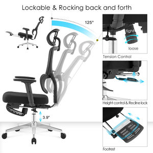 Venta al por mayor de Foshan silla de oficina ergonómica con respaldo alto, sillas ejecutivas reclinables de malla para oficina con reposapiés - Product Image 4