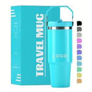 Custom Logo 40oz & 30oz Tumbler Double Wall Stainless Steel Vacuum <b>Insulated</b> Travel Coffee <b>Mug</b> With Handle & Leakproof Lid - Product Image 1