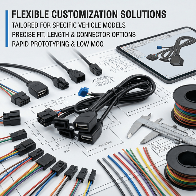 Custom Automobile PVC Wiring Harness USB a Series Aviation Plug Extension Cables Automotive Ecu Wire Harness
