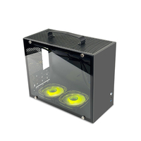 MANMU-Mini ITX PC portátil personalizado, caja de ordenador de Torre media de escritorio transparente de color negro con ventilador, factor de forma MicroATX