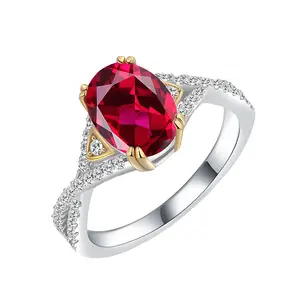 Anelli di fidanzamento rosso rubino gioielli in argento sterling 925 per le donne regalo di nozze di San Valentino