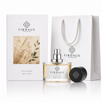 Flacon de parfum en verre transparent classique Firdaus, emballage de parfum personnalisé avec pompe pulvérisatrice et logo personnalisé