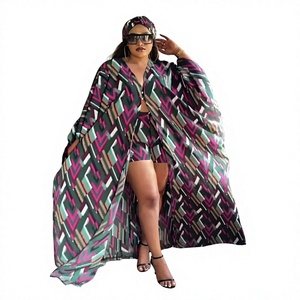 Vestido Dashiki Africano de Talla Grande con Diseño de Estampado en Chifón de Seda Transpirable de Alta Calidad, Vestido Abaya para Mujer con Pantalones, Conjunto de Dos Piezas - Product Image 2