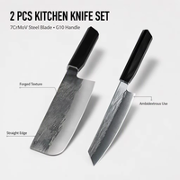 Ensemble de 2 couteaux de cuisine, lame en acier 7CrMoV, processus de forgeage, couteaux de cuisine avec manche en G10 pour couper, couteau de chef