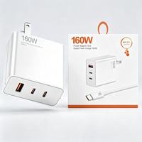 Pengisi Daya Cepat USB-C PD 160W 3 Port USB+2 Tipe C Pengisi Daya Dinding Cepat QC 3.0 Adaptor Daya Ponsel