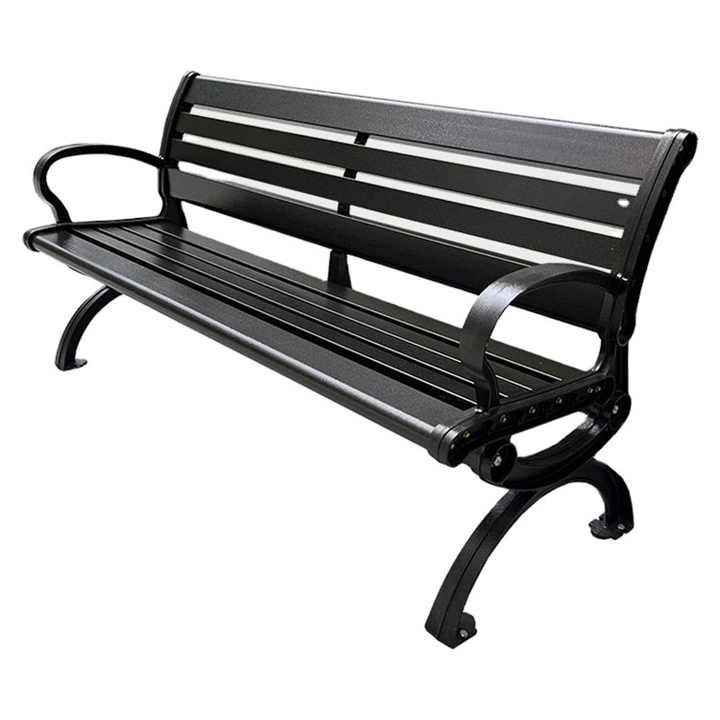 outdoor furniture black wood plastic composite bench seat outside park