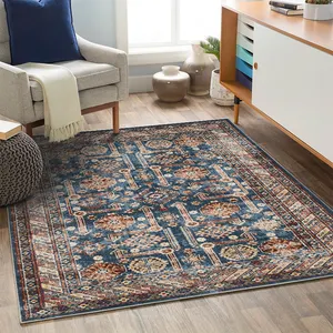 Turkish Polyester Area Rug Tapete Vintage Anti-Skid Durable Rugs Living Room Large Carpet