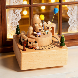 Articolo Popolare Yiyu: Trenino Carosello <span class=keywords><strong>in</strong></span> Legno Fatto a Mano, Minimalista e Moderno, Personalizzabile, con <span class=keywords><strong>Musica</strong></span> di 30 Secondi, Regalo di Compleanno per Bambini - Product Image 4