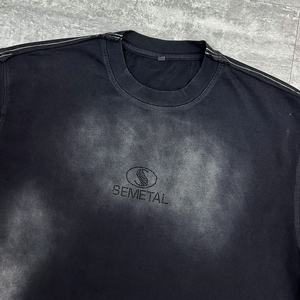 Camiseta Personalizada de Estilo Urbano Informal con Pedrería, Diseño Vintage, Cuello Redondo, Corte Cuadrado, 100% Algodón Lavado, Talla Grande - Product Image 3