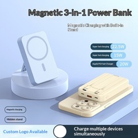 Batterie externe magnétique sans fil 22,5 W à charge ultra-rapide en ABS avec support de câble intégré 3-en-1 pour Type-C