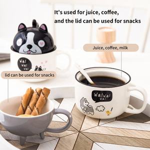 Taza de café de cerámica con dibujos de animales, tazón de oficina con tapa de cuchara, taza de desayuno creativa para pareja - Product Image 2