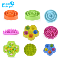 Bol à Manger Lent pour Animaux de Compagnie en Silicone de Qualité Alimentaire Rond pour Chat et Chien Anti-renversement Anti-mange accidentel Anti-étouffement