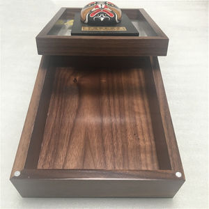 Vitrine transparente en bois de bureau avec couvercle en noyer huilé Boîte à photos avec couvercle magnétique en acrylique Boîte à ombres pour clé USB - Product Image 4