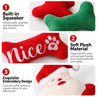 Jouets de Noël pour chiens avec couineur et tissu en peluche, formes de Père Noël ou d'os pour le jeu de rapport, la mastication légère et les cadeaux de fêtes