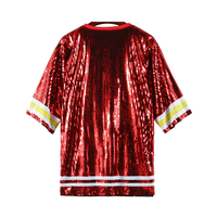 Robe de Jersey des Chiefs KC à Manches Courtes avec Paillettes pour Femmes, Personnalisable en Usine, 11 Couleurs