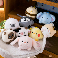 Balle de décompression en peluche ultra douce et moelleuse avec texture duveteuse, mignon petit animal porte-clés, coffret cadeau personnalisé