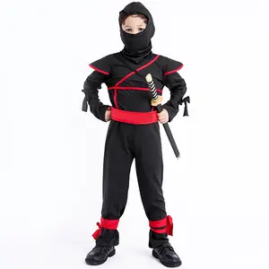 儿童蒙面战士角色扮演服装万圣节角色扮演男孩黑色忍者服装