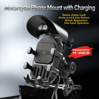 Support de téléphone pour moto à 7 griffes, chargeur sans fil, antichoc, dégagement rapide, charge rapide 15W, 360° °   Support de guidon antivol