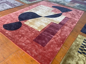 Alfombra de seda de bambú personalizada de fábrica para sala de estar y dormitorio, Alfombra de patrón abstracto con mechones a mano, técnica de pila de bucle - Product Image 5