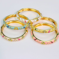 Gelang Rantai Bunga Berlapis Emas Cicily Old Beijing Alloy dengan Zirkon, Enamel, dan Filigree, Gaya Kota Terlarang