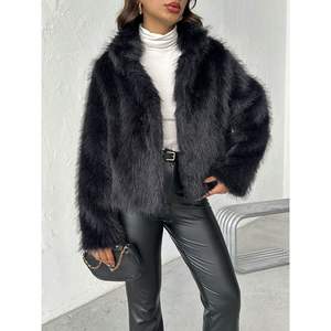 เสื้อโค้ทขนกระต่าย Topshow สีดำ แบบกระดุมแถวเดียว ตกแต่งด้วยกระดุม ผ้าขนสัตว์ย้อมสี เสื้อคลุมขายส่ง - Product Image 2