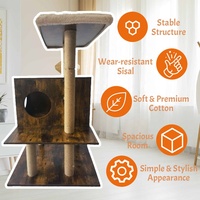 Arbre à chat moderne en bois avec poteaux à gratter en sisal, structure d'escalade pour chat d'intérieur