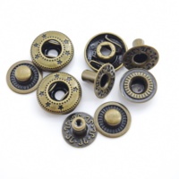 Boutons-pression en laiton antique de qualité supérieure, sans nickel, 4 pièces, avec gravure étoile, pour vestes de motard, style punk
