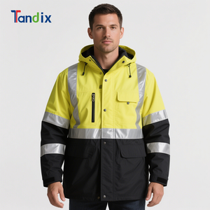 Invierno Cálido impermeable abrigo de alta visibilidad ingeniero caldera mecánica construcción trabajo chaqueta Hi Vis reflectante trabajador ropa de trabajo - Product Image 3