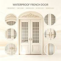 Porte Double Arche Française en Bois Composite Laqué Imperméable avec Grille en Verre pour Hôtel, Villa, Appartement, Chambre à Coucher