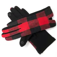 Toptan yeni kadın kış sıcak kalınlaşmak Buffalo ekose yün eldiven yetişkinler için moda dokunmatik ekran eldiven noel peluş eldiven