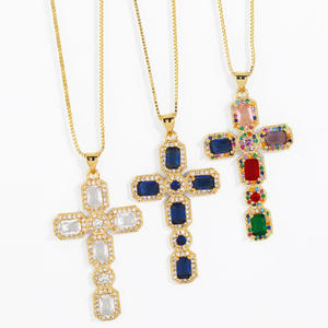 MIENTER 2024 neue Anhänger für Halsketten Messing handgefertigt Kreuz Kristall Stein Kreuz Anhänger Halskette Schmuck - Product Image 1