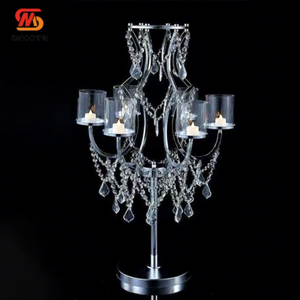 เชิงเทียนแต่งงานทรงหรูหรา สีทองใส วัสดุโลหะ ดีไซน์กระจก 6 แขน ขนาด 130 ซม. หรือสั่งทำตามขนาด - Product Image 1